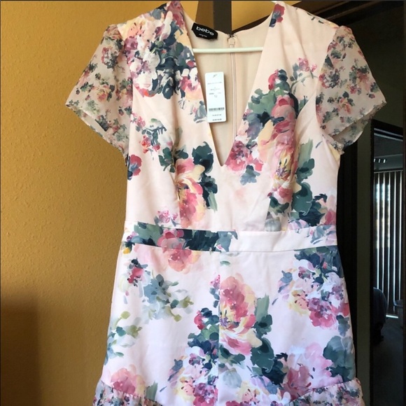 bebe Pants - BEBE Pink Floral Romper NWT